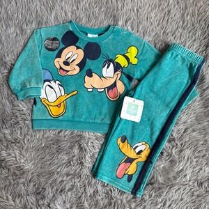 Disney Mikey Sweats Set Turquoise Characters 12 Months NEW